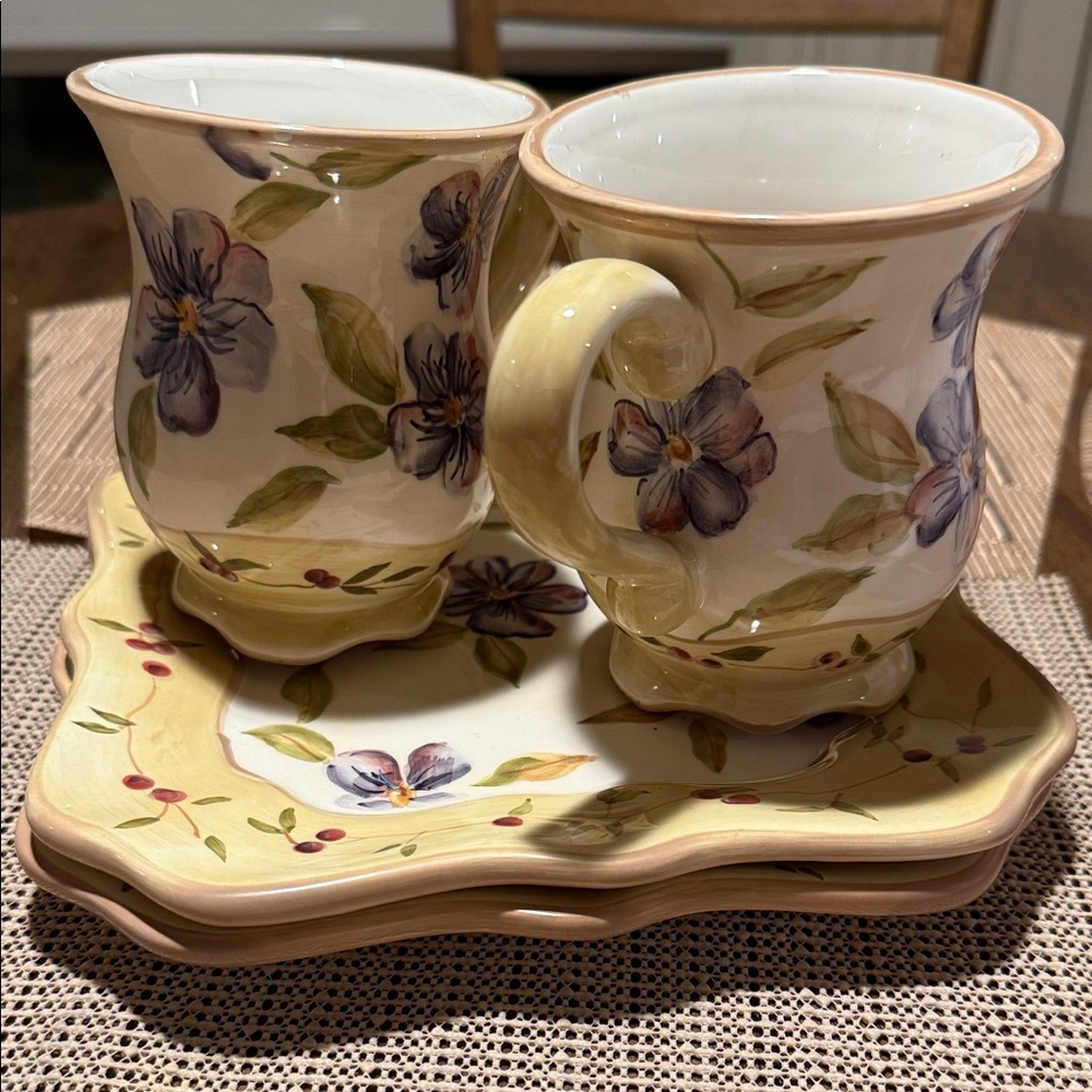 Floral Ceramic Mug and Saucer Set